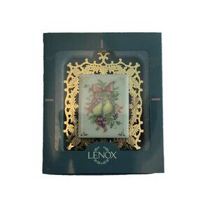 Lenox Fruit Pear Grapes Feligree Reversible Porcelain Metal Ornament Orchrd Pear